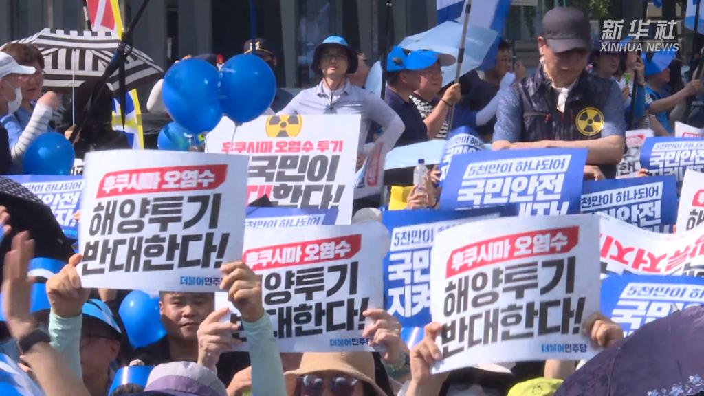 韩国最大在野党举行集会反对日本核污水排海-新华网